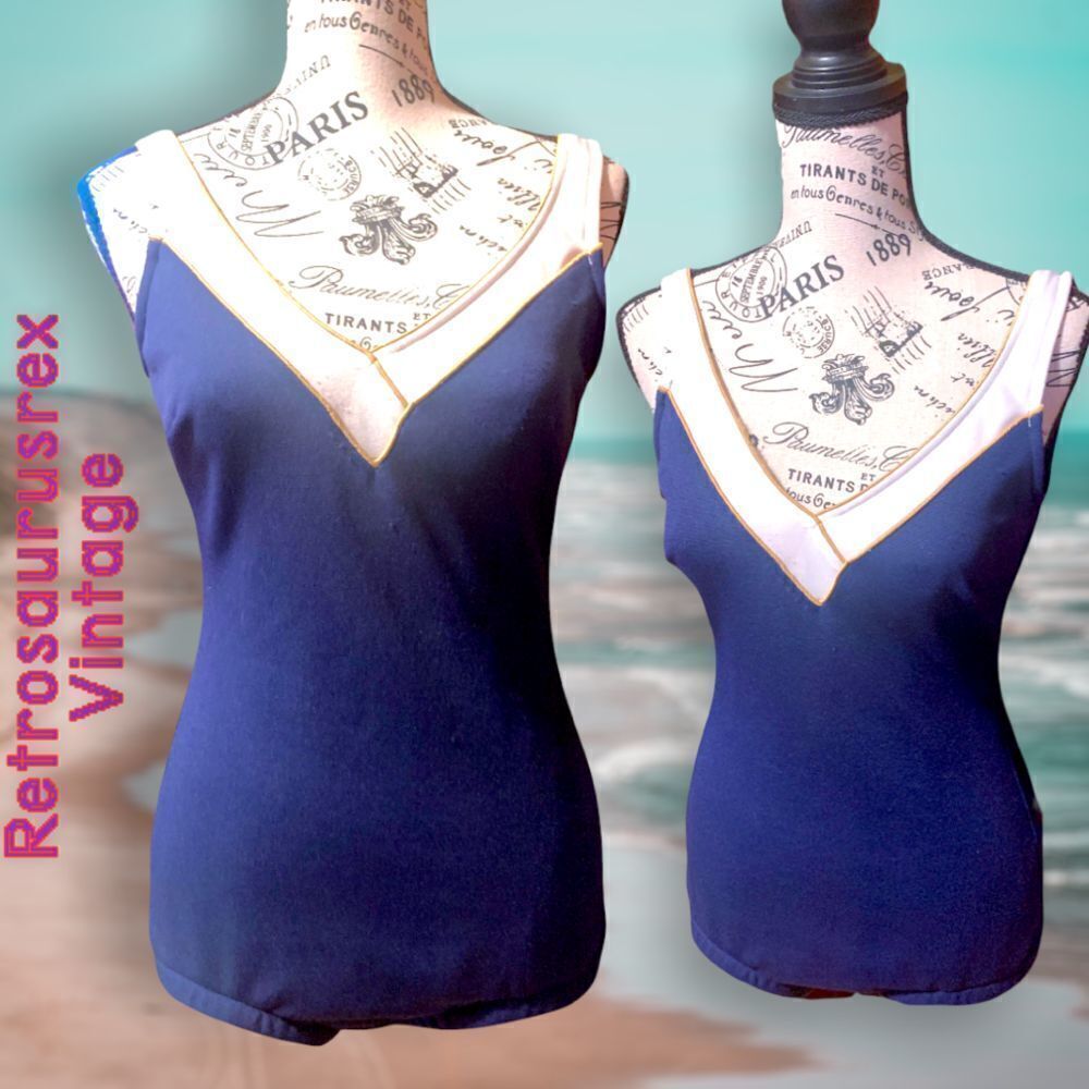 𝅺vintage Swimsuit 1960’s Bullet Cup Pin Up One Piece, Medium